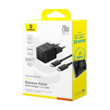 СЗУ Baseus Palm Fast Charger 20W (1USB-A/1C) + кабель Type-C to Type-C (P10111608) – Черный
