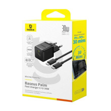 МЗП Baseus Palm Fast Charger 30W (1USB-A/1C) + кабель Type-C to Type-C (P1011160A) – Чорний