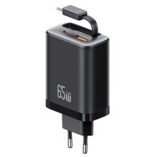 МЗП Usams US-CC299 GaN With Retractable Type-C Cable Xiang Ser. 65W (1USB-A/1C)
