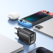 СЗУ Usams US-CC229 GaN Digital Display XC Ser. 30W (1USB-A/1C) – Черный