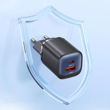 СЗУ Usams US-CC254 GaN HC Ser. 30W (1USB-A/1C) – Черный