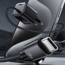 СЗУ Usams US-CC261 GaN JC Ser. 20W (2USB-C) + кабель Type-C to Type-C – Черный