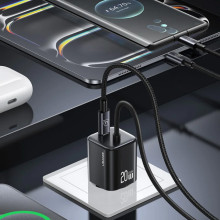 СЗУ Usams US-CC261 GaN JC Ser. 20W (2USB-C) + кабель Type-C to Type-C – Черный