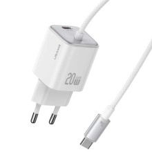 СЗУ Usams US-CC261 GaN JC Ser. 20W (2USB-C) + кабель Type-C to Type-C – Белый