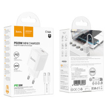МЗП Hoco C146A Charm PD20W (1USB-C) + кабель Type-C to Type-C – Білий