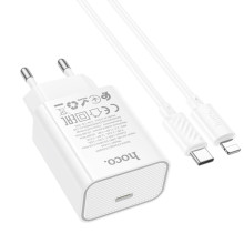 МЗП Hoco C143A Benefit PD20W (1USB-C) + кабель Type-C to Lightning – Білий