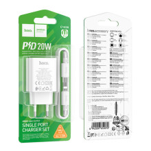 МЗП Hoco C143A Benefit PD20W (1USB-C) + кабель Type-C to Lightning – Білий