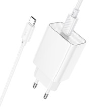 СЗУ Hoco C143A Benefit PD20W (1USB-C) + кабель Type-C to Type-C – Белый