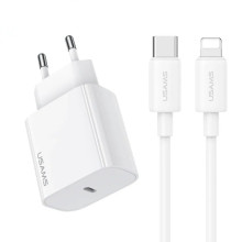 СЗУ Usams US-CC226 Kit-Yi Ser. 20W (1USB-C) + кабель Type-C to Lightning – Белый