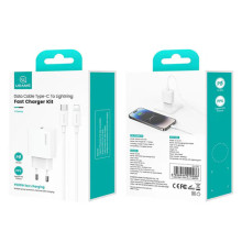 СЗУ Usams US-CC226 Kit-Yi Ser. 20W (1USB-C) + кабель Type-C to Lightning – Белый