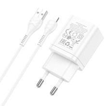 МЗП Hoco N25 Maker (2USB-A) + USB to Lightning – Білий
