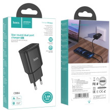 СЗУ Hoco C88A Star round 2.4A (2USB-A) – Черный