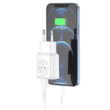 СЗУ Hoco C88A Star round 2.4A (2USB-A) + кабель USB to Lightning – Белый