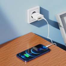 СЗУ Hoco C88A Star round 2.4A (2USB-A) + кабель USB to Lightning – Белый