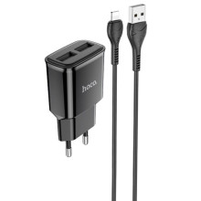 СЗУ Hoco C88A Star round 2.4A (2USB-A) + кабель USB to Lightning – Черный