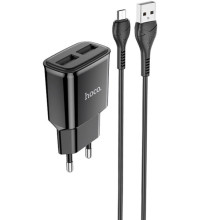 СЗУ Hoco C88A Star round 2.4A (2USB-A) + кабель USB to MicroUSB – Черный