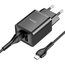 СЗУ Hoco N25 Maker (2USB-A) + USB to MicroUSB – Черный