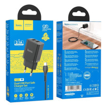 СЗУ Hoco N25 Maker (2USB-A) + USB to MicroUSB – Черный
