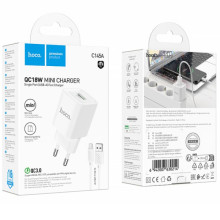 СЗУ Hoco C145A Charm QC3.0 18W (1USB-A) + кабель USB to MicroUSB – Белый