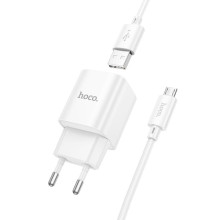 СЗУ Hoco C145A Charm QC3.0 18W (1USB-A) + кабель USB to MicroUSB – Белый