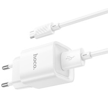 СЗУ Hoco C145A Charm QC3.0 18W (1USB-A) + кабель USB to MicroUSB – Белый