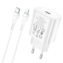 СЗУ Hoco N22 Jetta PD25W (1USB-C) + кабель Type-C to Lightning – Белый