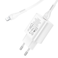 СЗУ Hoco N22 Jetta PD25W (1USB-C) + кабель Type-C to Lightning – Белый