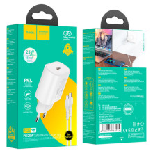 СЗУ Hoco N22 Jetta PD25W (1USB-C) + кабель Type-C to Lightning – Белый