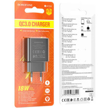 СЗУ Borofone BA72A Spring QC3.0 (1USB-A) – Черный
