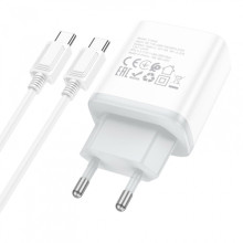 СЗУ Hoco C104A PD20W (1USB-C) + кабель Type-C to Type-C – Белый