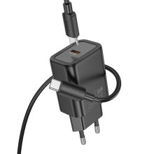 СЗУ Hoco N60 Gentle PD20W (1USB-C) + кабель Type-C to Type-C – Черный