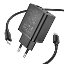 СЗУ Hoco N50 Scenery PD45W (1USB-A/2C) + кабель Type-C to Type-C – Черный