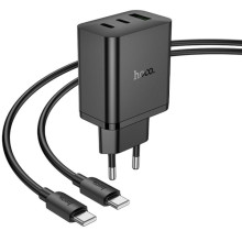 СЗУ Hoco N50 Scenery PD45W (1USB-A/2C) + кабель Type-C to Type-C – Черный