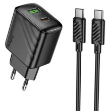 МЗП Hoco CS25A Rico PD20W+QC3.0 (1USB-A/1C) + кабель Type-C to Type-C
