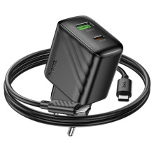 СЗУ Hoco CS25A Rico PD20W+QC3.0 (1USB-A/1C) + кабель Type-C to Type-C – Черный
