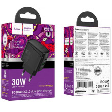 СЗУ Hoco CS61A Bright PD30W+QC3.0 (1USB-A/1C) – Черный