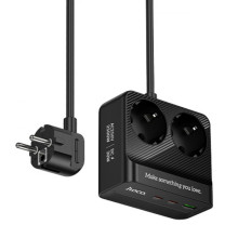 Подовжувач Hoco AC27 Descanso (PD30W/2C/1A/2xSocket) (2m) – Чорний