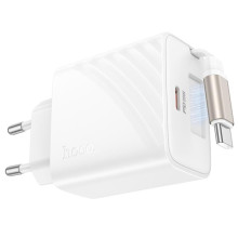 СЗУ Hoco N57 Full PD20W with retractable cable Type-C (2USB-C) – Белый