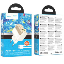 МЗП Hoco CS73A Star Speed PD30W+QC3.0 (1USB-A/1C) + кабель Type-C to Type-C – Білий