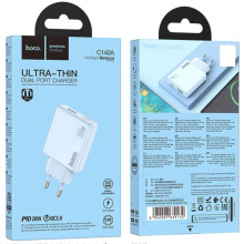 СЗУ Hoco C142A Direct PD20W+QC3.0 (1USB-A/1C) – Голубой