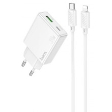 МЗП Hoco C142A Direct PD20W+QC3.0 (1USB-A/1C) + кабель Type-C to Lightning
