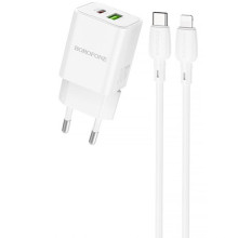 МЗП Borofone BN14 Royal PD30W+QC3.0 (1USB-A/1C) + кабель Type-C to Lightning