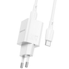 СЗУ Borofone BN14 Royal PD30W+QC3.0 (1USB-A/1C) + кабель Type-C to Type-C – Белый