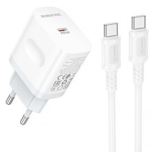 МЗП Borofone BA99A Breeze PD20W (1USB-C) + кабель Type-C to Type-C