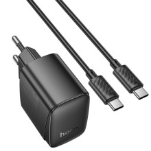 СЗУ Hoco CS61A Bright PD30W+QC3.0 (1USB-A/1C) + кабель Type-C to Type-C – Черный