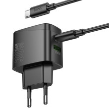 СЗУ Hoco CS61A Bright PD30W+QC3.0 (1USB-A/1C) + кабель Type-C to Type-C – Черный