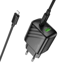 СЗУ Hoco CS25A Rico PD20W+QC3.0 (1USB-A/1C) + кабель Type-C to Lightning – Черный