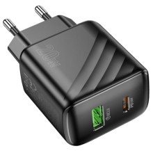 СЗУ Hoco CS25A Rico PD20W+QC3.0 (1USB-A/1C) – Черный