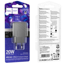 СЗУ Hoco CS25A Rico PD20W+QC3.0 (1USB-A/1C) – Черный
