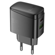 СЗУ Hoco CS61A Bright PD30W+QC3.0 (1USB-A/1C) – Черный